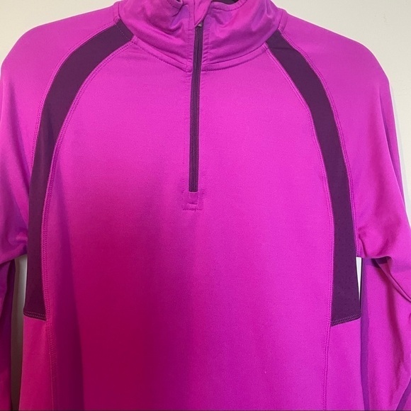 Champion Magenta Long Sleeve Zip Front Pullover Shirt - Picture 3 of 11